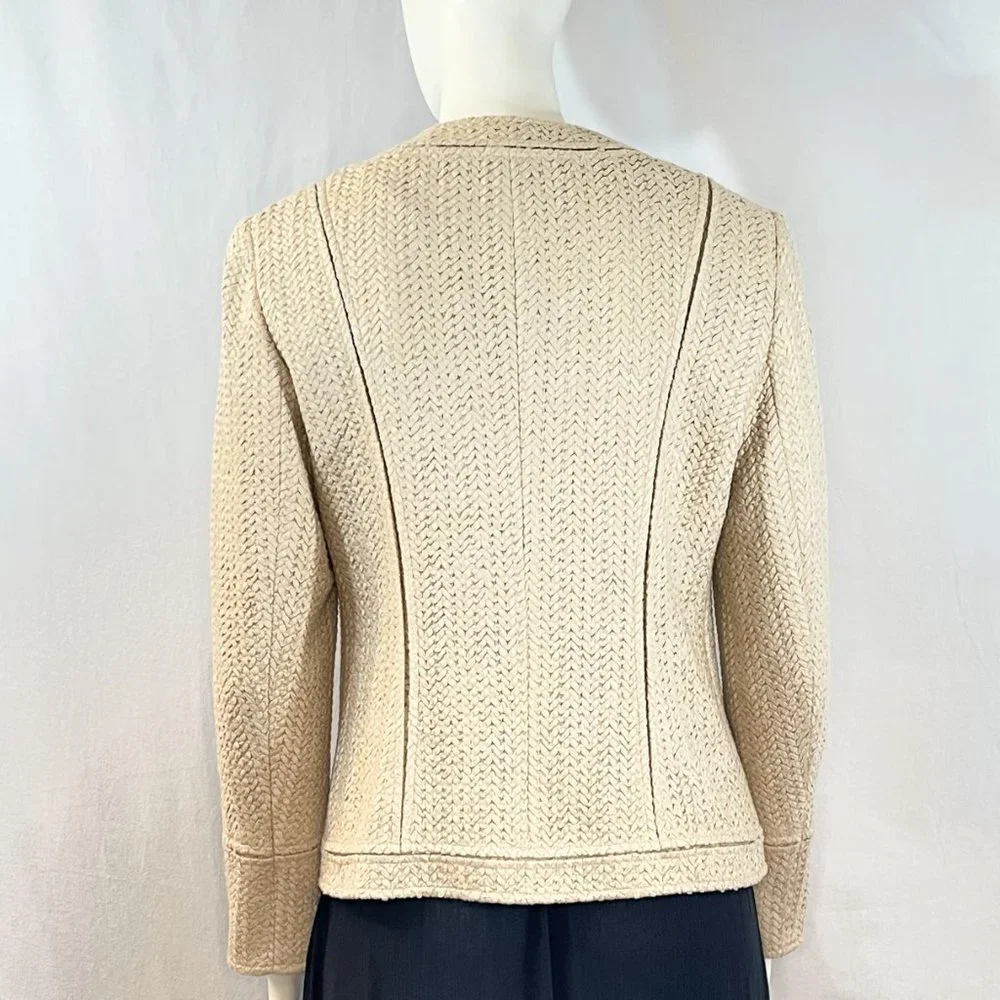 Woven Look Collarless Blazer | Lafayette 148 New York - Picture 5 of 9